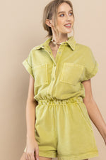 Load image into Gallery viewer, Mineral Wash Cotton Terry Romper | ABNB0627