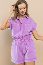 Load image into Gallery viewer, Mineral Wash Cotton Terry Romper | ABNB0627
