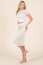 Load image into Gallery viewer, Open-Knit Sweater Cardigan Sweater Skirt Set | ABJT7500ABJB7501