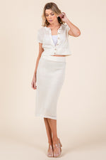 Load image into Gallery viewer, Open-Knit Sweater Cardigan Sweater Skirt Set | ABJT7500ABJB7501