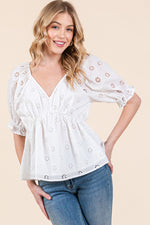Load image into Gallery viewer, Allover Eyelet Short Sleeve Top | ABET7500