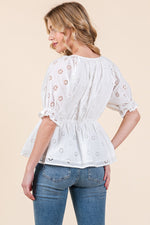 Load image into Gallery viewer, Allover Eyelet Short Sleeve Top | ABET7500