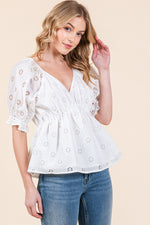 Load image into Gallery viewer, Allover Eyelet Short Sleeve Top | ABET7500