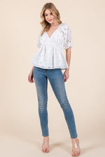 Load image into Gallery viewer, Allover Eyelet Short Sleeve Top | ABET7500