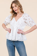 Load image into Gallery viewer, Allover Eyelet Short Sleeve Top | ABET7500
