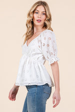 Load image into Gallery viewer, Allover Eyelet Short Sleeve Top | ABET7500