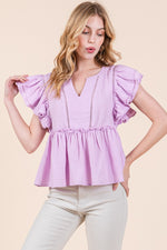 Load image into Gallery viewer, Frill Detail Cotton Gauze Peplum Top | ABST7534