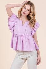 Load image into Gallery viewer, Frill Detail Cotton Gauze Peplum Top | ABST7534