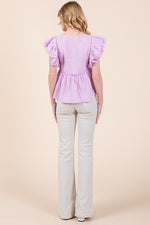 Load image into Gallery viewer, Frill Detail Cotton Gauze Peplum Top | ABST7534