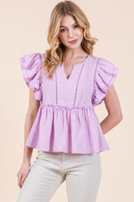 Load image into Gallery viewer, Frill Detail Cotton Gauze Peplum Top | ABST7534