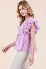 Load image into Gallery viewer, Frill Detail Cotton Gauze Peplum Top | ABST7534