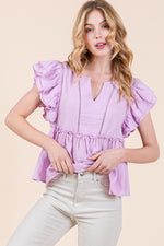Load image into Gallery viewer, Frill Detail Cotton Gauze Peplum Top | ABST7534