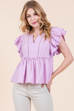 Load image into Gallery viewer, Frill Detail Cotton Gauze Peplum Top | ABST7534