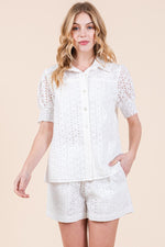 Load image into Gallery viewer, Embroidered Short Sleeve Shirt & Short SET | ABED7519