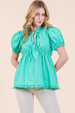Load image into Gallery viewer, Ruffled Puff Sleeve Top | ABET7509