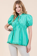 Load image into Gallery viewer, Ruffled Puff Sleeve Top | ABET7509