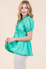 Load image into Gallery viewer, Ruffled Puff Sleeve Top | ABET7509