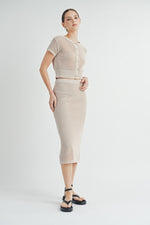 Load image into Gallery viewer, Open-Knit Sweater Cardigan Sweater Skirt Set | ABJT7500ABJB7501