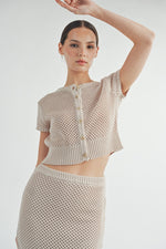 Load image into Gallery viewer, Open-Knit Sweater Cardigan Sweater Skirt Set | ABJT7500ABJB7501