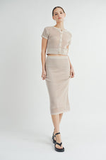 Load image into Gallery viewer, Open-Knit Sweater Cardigan Sweater Skirt Set | ABJT7500ABJB7501