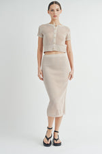 Load image into Gallery viewer, Open-Knit Sweater Cardigan Sweater Skirt Set | ABJT7500ABJB7501