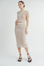 Load image into Gallery viewer, Open-Knit Sweater Cardigan Sweater Skirt Set | ABJT7500ABJB7501