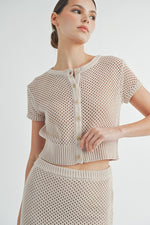 Load image into Gallery viewer, Open-Knit Sweater Cardigan Sweater Skirt Set | ABJT7500ABJB7501