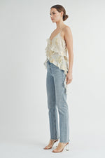 Load image into Gallery viewer, Gold Foil Ruffle Cami Top | ABJT7524 | INSTOCK