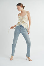 Load image into Gallery viewer, Gold Foil Ruffle Cami Top | ABJT7524 | INSTOCK