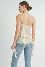 Load image into Gallery viewer, Gold Foil Ruffle Cami Top | ABJT7524 | INSTOCK