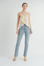 Load image into Gallery viewer, Gold Foil Ruffle Cami Top | ABJT7524 | INSTOCK