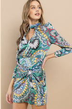 Load image into Gallery viewer, Printed Mock neck Dress / S#ABHD0106