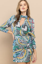 Load image into Gallery viewer, Printed Mock neck Dress / S#ABHD0106