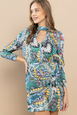 Load image into Gallery viewer, Printed Mock neck Dress / S#ABHD0106
