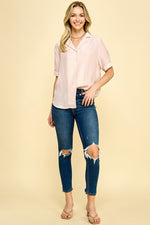 Load image into Gallery viewer, Notched collar blouse / S#ABHT0104