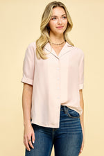 Load image into Gallery viewer, Notched collar blouse / S#ABHT0104