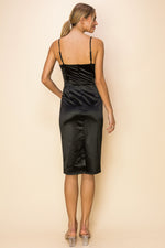 Load image into Gallery viewer, Stretch Satin Cutout Midi Dress / S#ABMD0626