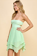 Load image into Gallery viewer, Smocking Asymmetrical Mini Dress . S#ABND0611