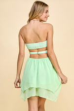 Load image into Gallery viewer, Smocking Asymmetrical Mini Dress . S#ABND0611