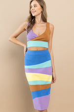 Load image into Gallery viewer, Color Block Cutout Top / S#ABNS0649