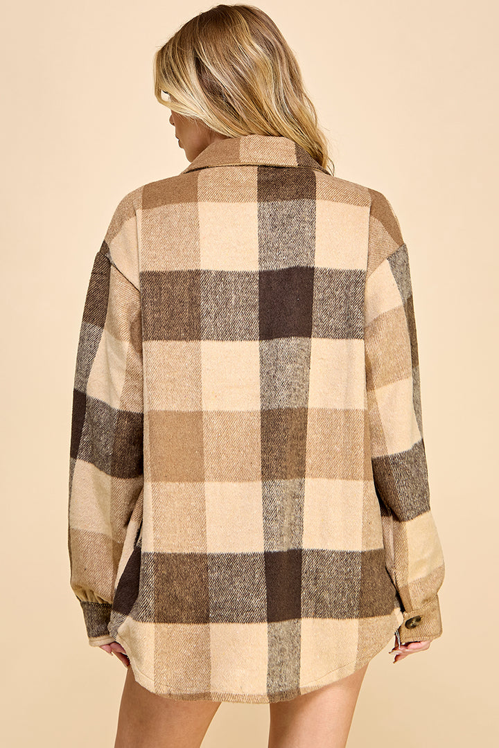 Oversized Plaid Long Shacket / S#AIB1001J