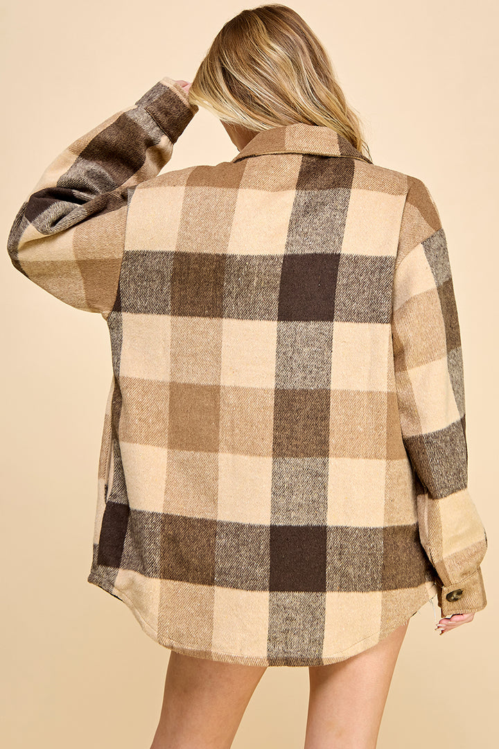 Oversized Plaid Long Shacket / S#AIB1001J