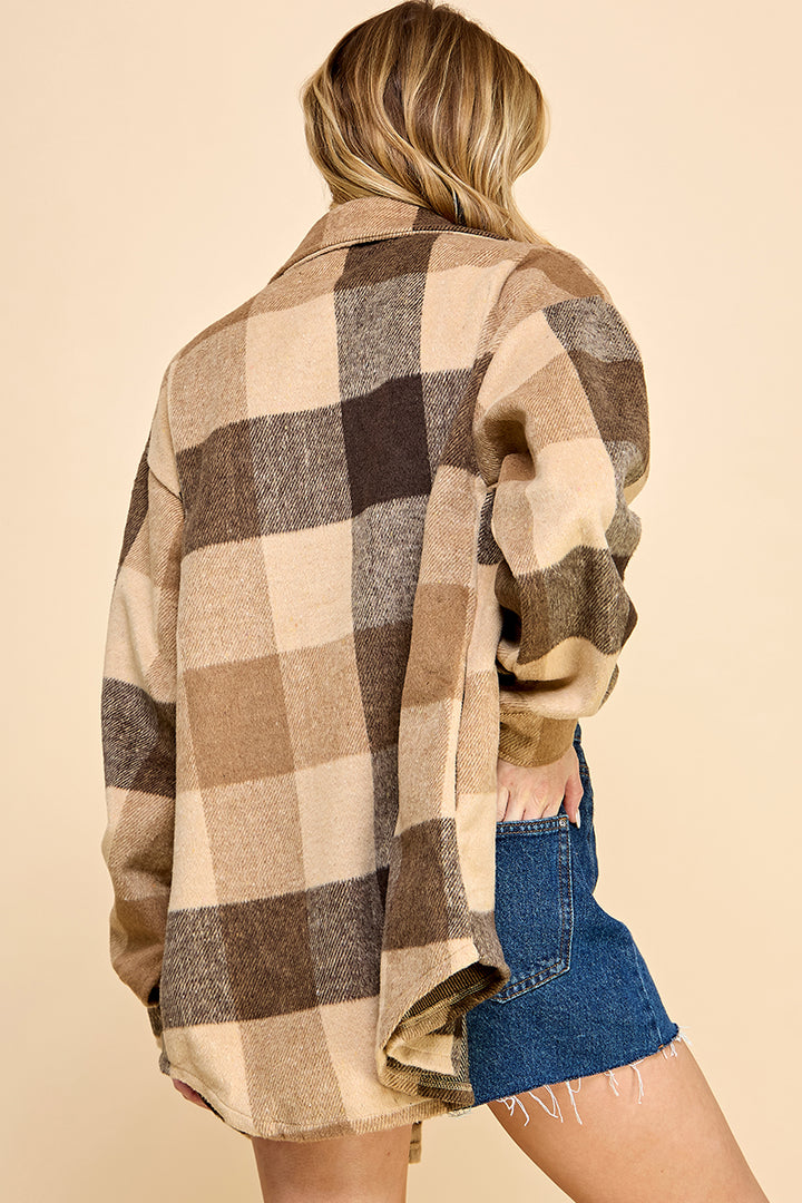 Oversized Plaid Long Shacket / S#AIB1001J
