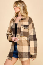 Load image into Gallery viewer, Oversized Plaid Long Shacket / S#AIB1001J
