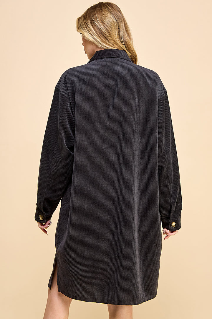 Oversized Corduroy Long Shacket / S#AIB3016