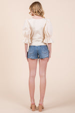 Load image into Gallery viewer, 1/2 Puff Sleeve Top | ABST7522 - S-M-L/3-2-1 / NATURAL - Blouse
