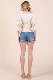 1/2 Puff Sleeve Top | ABST7522 - S-M-L/3-2-1 / NATURAL - Blouse