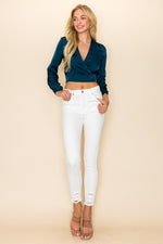 Load image into Gallery viewer, Striped Overlap croptop Blouse / S#ABDT0170
