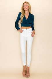 Striped Overlap croptop Blouse / S#ABDT0170