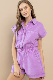 Mineral Wash Cotton Terry Romper | ABNB0627